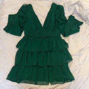 WAYF Green Long Sleeve Mini Dress